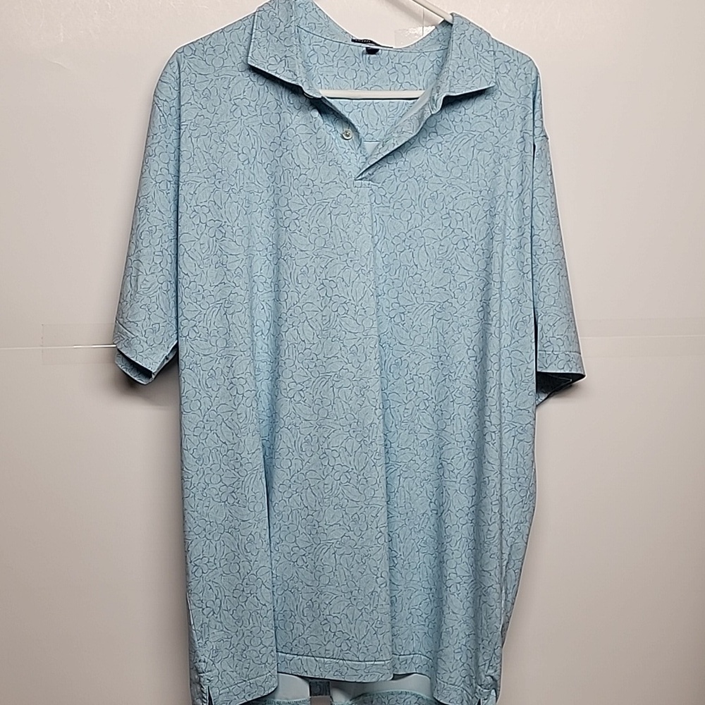 PETER MILLAR crown crafted szXXL blue flower print no wrinkle short sleeve shirt